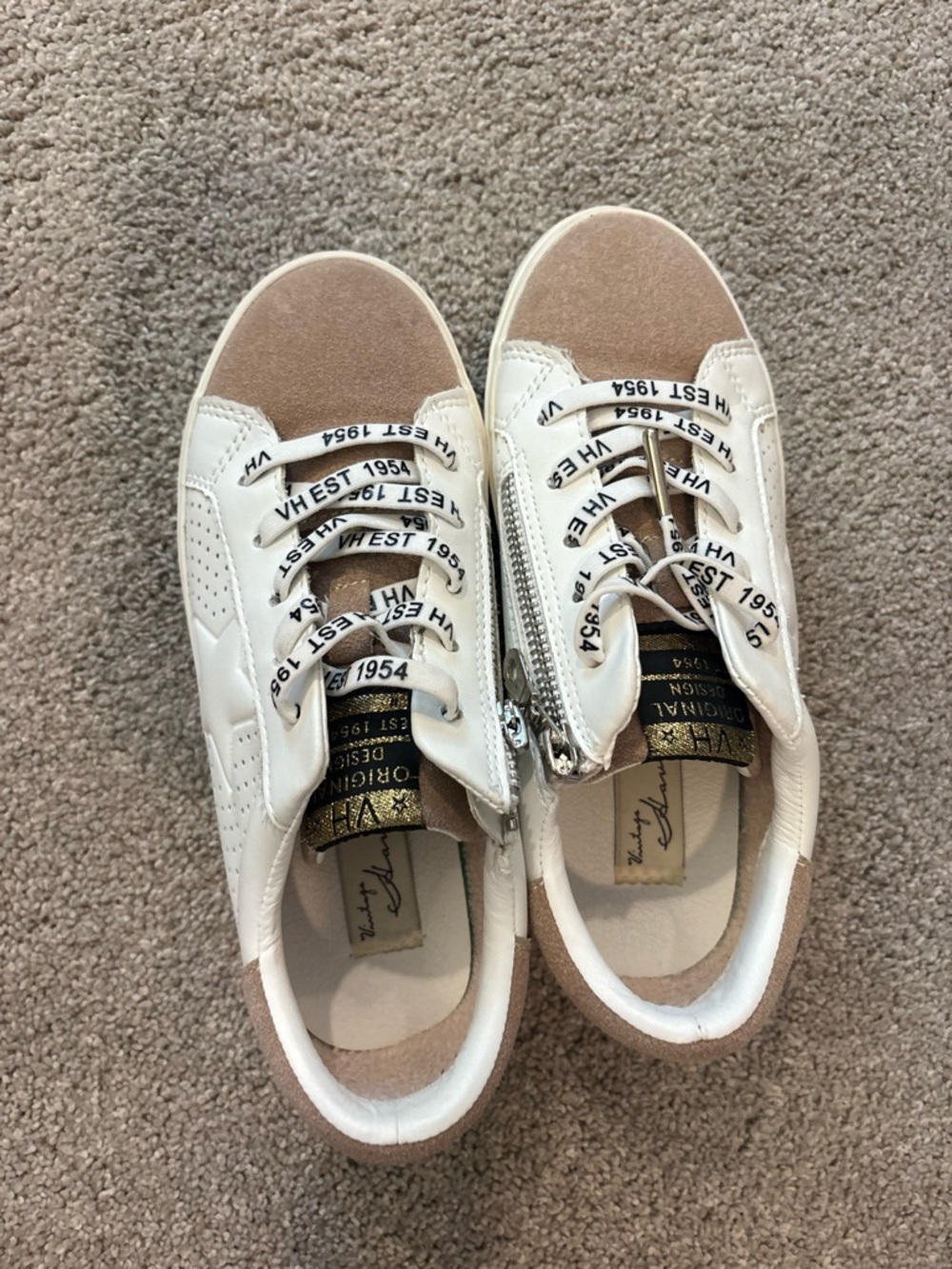 Vintage Havana’s White and Blush Casual Zip Sneakers